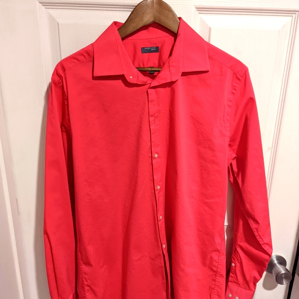Pink Madison slim fit button down for men